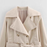 Abrigo Trinchera de Manga Larga Simple y Versátil para Todas las Ocasiones