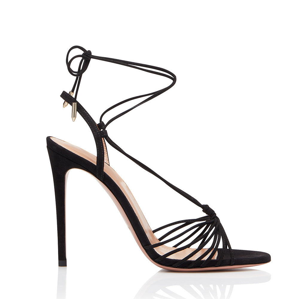 Sandalias de tacón stiletto para mujeres con tiras de moda - The Noble Style