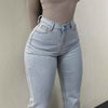 Jeans acampanados de talle alto con stretch de moda para mujer