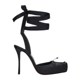 Sandalias de tacón alto con lazo Pig Nose Ballet Stilettos - The Noble Style