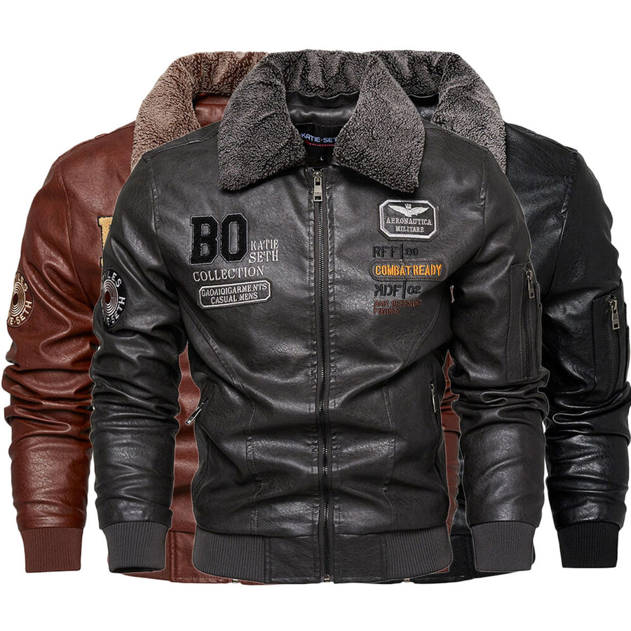 Chaqueta de cuero casual para hombres, abrigo de cuero slim fit de moda masculina - The Noble Style