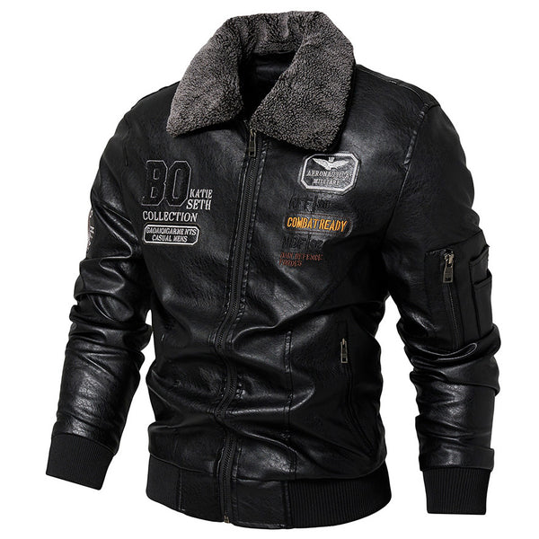 Chaqueta de cuero casual para hombres, abrigo de cuero slim fit de moda masculina - The Noble Style