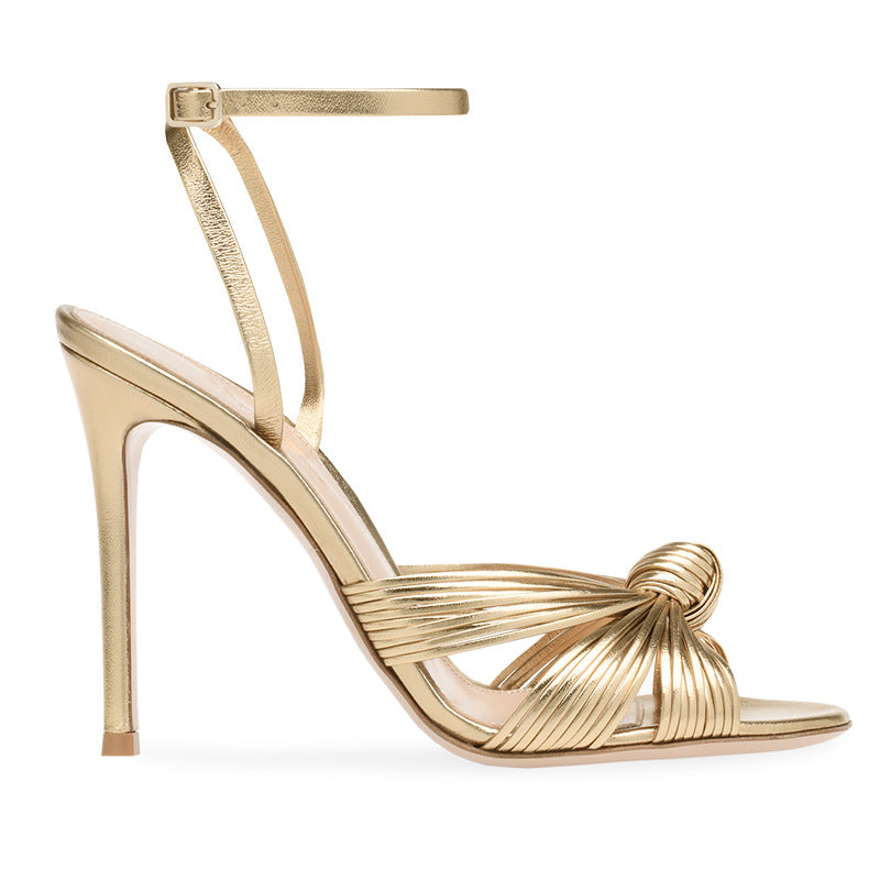 Tacones de aguja plus size dorados para damas europeas y americanas en PU ligero - The Noble Style