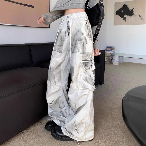 Jeans cargo decoloridos American High Street para un estilo urbano moderno - The Noble Style