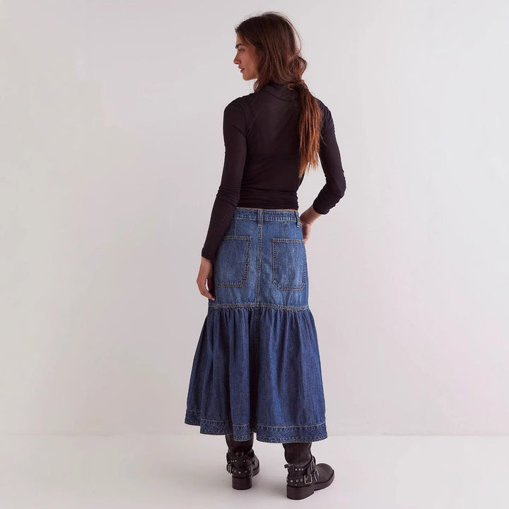 Falda de mezclilla casual retro mujer para un estilo de moda vintage