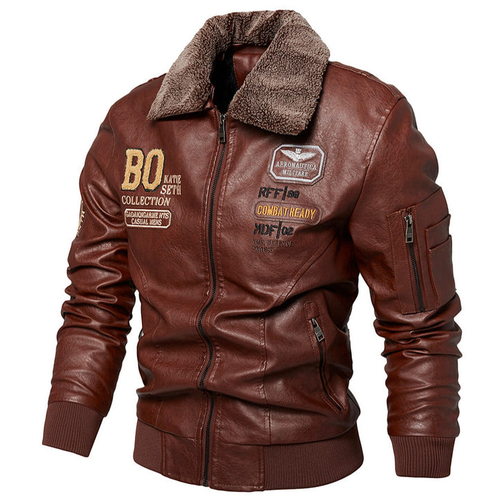 Chaqueta de cuero casual para hombres, abrigo de cuero slim fit de moda masculina - The Noble Style