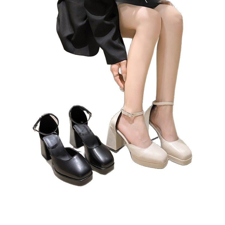 Women's Waterproof Platform Ankle-strap High Heels