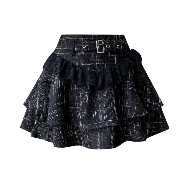 Falda negra plisada mujer casual de media longitud con patrón polyvalente - The Noble Style