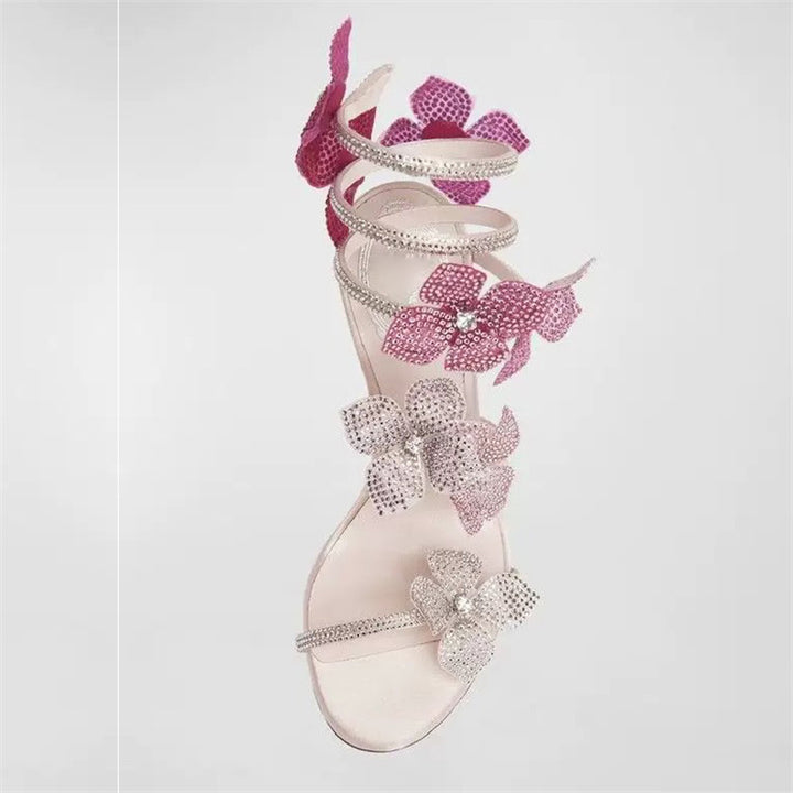 Tacones de aguja con flores enroscadas alrededor del tobillo - The Noble Style