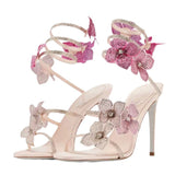 Tacones de aguja con flores enroscadas alrededor del tobillo - The Noble Style