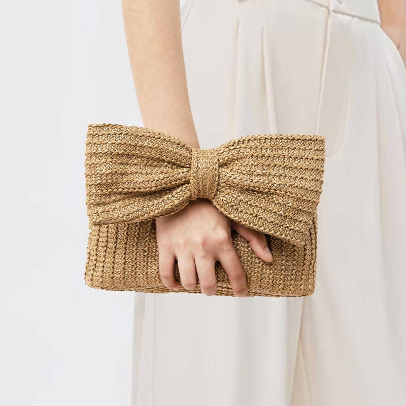 Bolso de paja personalizado mujer con lazada para moda femenina - The Noble Style