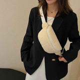 Bolso cruzado de lana de cordero para hombro, bolso casual y de estilo cruzado