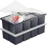 Azosowo 2-Pack Large Ice Cube Trays for Whiskey Silicone Square 2-inch Ice Cube Trays with Lid Stackable Ice Cube Trays for Freezer Easy-Release Ice Cube Maker Mold for Cocktail Bourbon Drinks