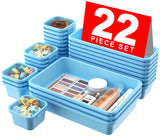 A-LuGei 【𝟮𝟮𝗣𝗖𝗦】 Plastic Sky Blue Desk Drawer Organizer Bathroom Organizers and Storage Makeup Organizer Organization and Storage Bin Container for Vanity Office Utensils Tool Pantry Cosmetic