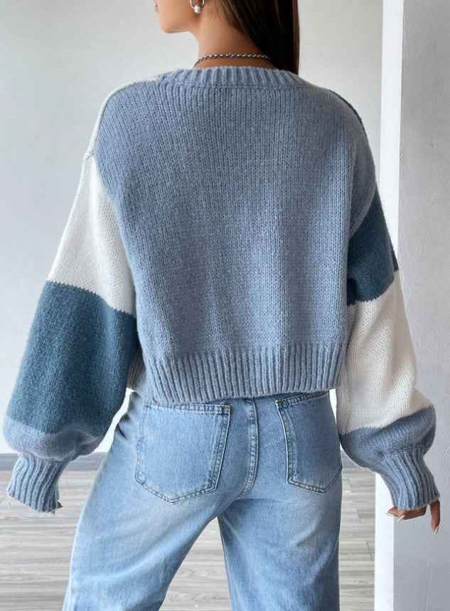 Cárdigan largo colorblock Flirla con mangas largas y estilo drop shoulder