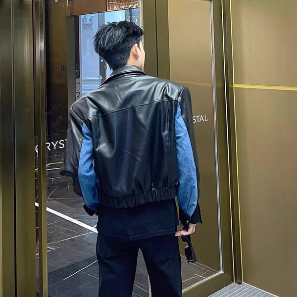 Abrigo de cuero PU calidad y abrigo de mezclilla cruzada de alta calidad - The Noble Style