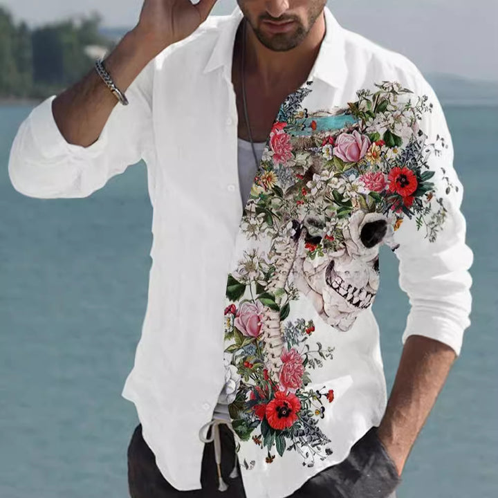 Camisa de lino de bambú a juego para hombre con estampado - The Noble Style