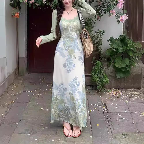 Conjunto vestido cárdigan retro mujer, vestido de tirantes y cárdigan de verano - The Noble Style