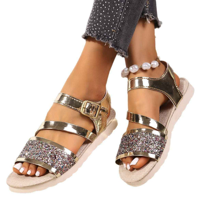 Sandalias de plataforma grandes con hebilla de lentejuelas para moda en talla grande