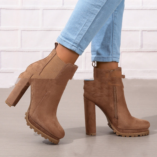 Botas de tacón alto grande mujer de cuero en comercio exterior europeo y americano - The Noble Style