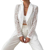 Blazer blanco de encaje mujer casual elegante