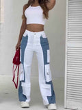 Jeans Cargo con Contrastes y Bolsillos Laterales