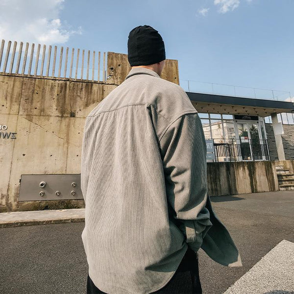 Camisa de pana americana para hombre ajustada suelta en estilo retro - The Noble Style