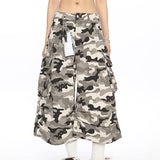 Pantalones cargo de camuflaje mujer con múltiples bolsillos y estampado de lunares - The Noble Style