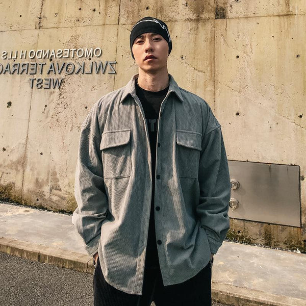 Camisa de pana americana para hombre ajustada suelta en estilo retro - The Noble Style