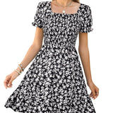 Falda Mini Sin Mangas Cuello Cuadrado de Color Sólido - The Noble Style