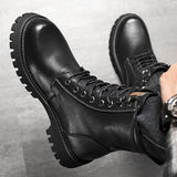 Botas de trabajo altas estilo británico con suela gruesa y forro de felpa - The Noble Style