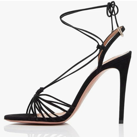 Sandalias de tacón stiletto para mujeres con tiras de moda - The Noble Style