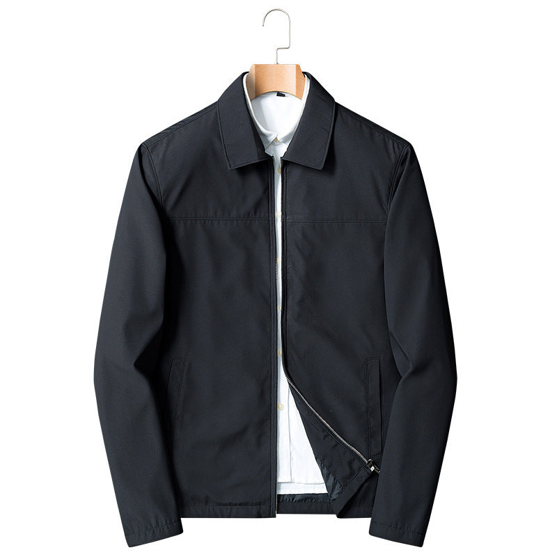 Abrigo casual delgado para hombres con cuello tipo solapa para la mediana edad - The Noble Style