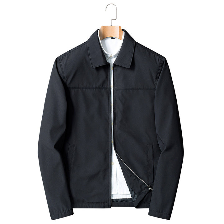 Abrigo casual delgado para hombres con cuello tipo solapa para la mediana edad - The Noble Style