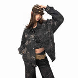 Abrigo de mezclilla bordado mujer - Retro y único, estilo distintivo.