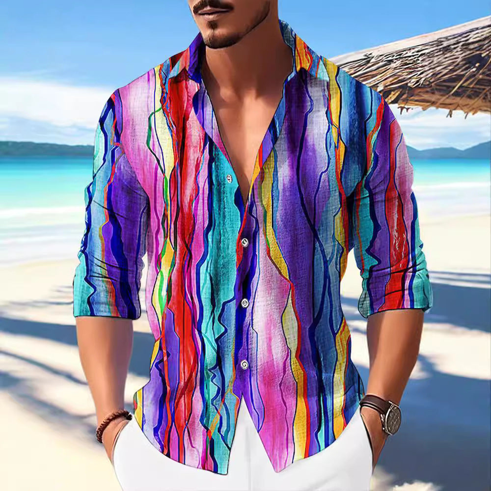 Camisa de lino de bambú a juego para hombre con estampado - The Noble Style