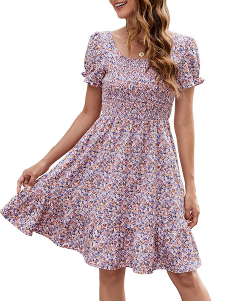 Falda Mini Sin Mangas Cuello Cuadrado de Color Sólido - The Noble Style