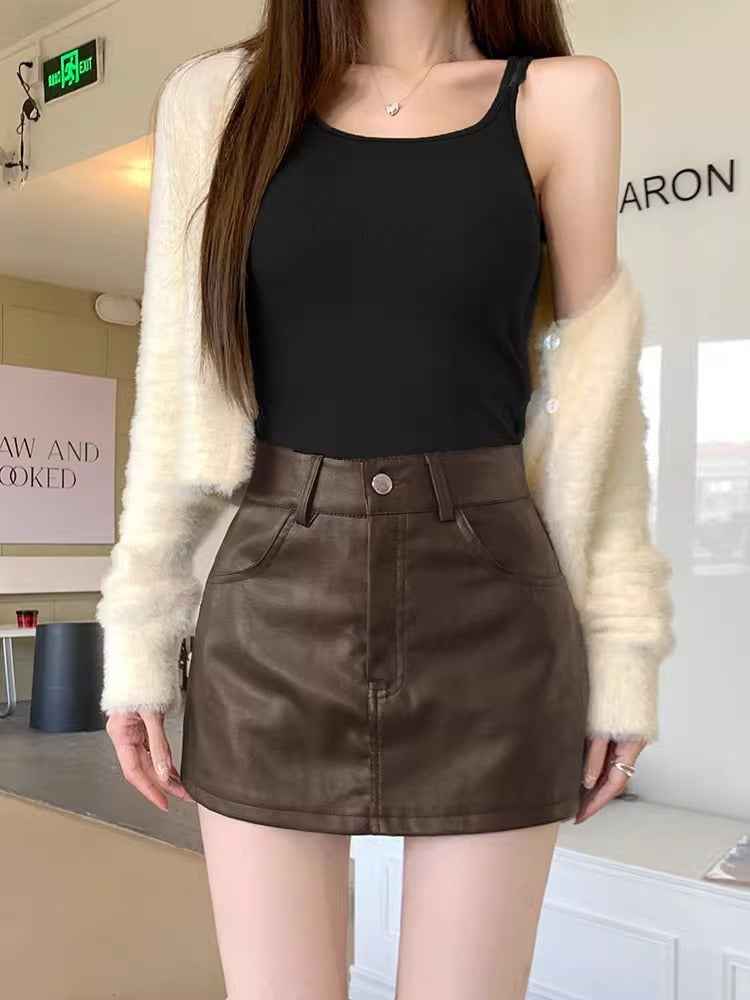 Falda corta de mujer alta para moda de otoño e invierno
