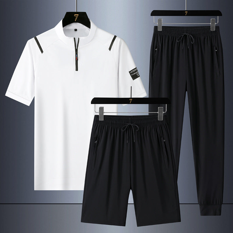 Casual Ice Silk Quick-drying Three-piece Suit For Men