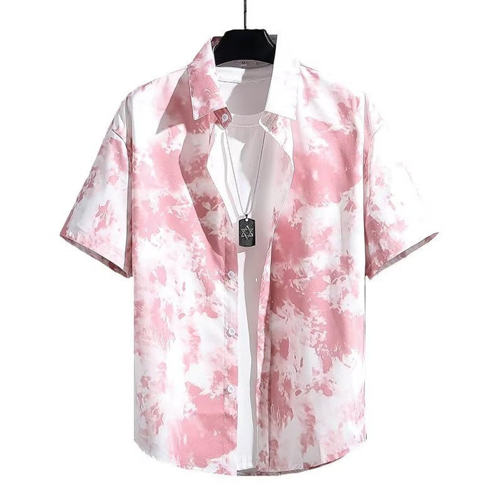 Camisa de seda helada para hombre, ligera y breathable con estampado veraniego de alta gama - The Noble Style