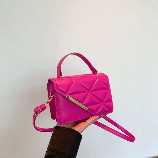 Bolso de un hombro moda simple en color sólido con diseño de diamantes - The Noble Style