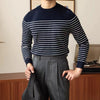 Suéter de rayas para oficina con diseño contrastante y mangas largas de punto - The Noble Style
