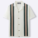 Cardigan de hombre con cuello cubano de moda de manga corta tejido