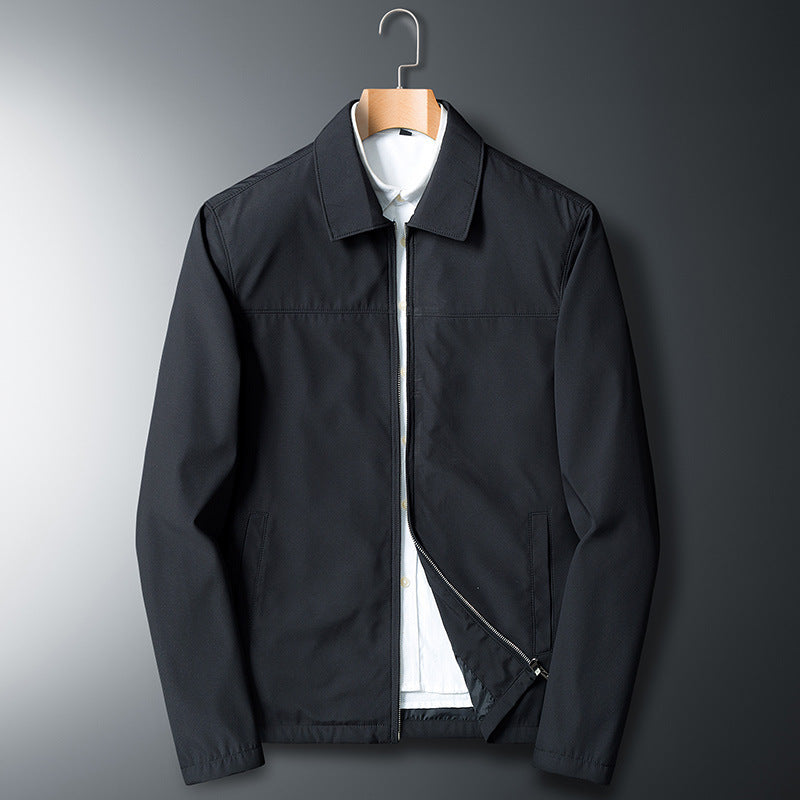 Abrigo casual delgado para hombres con cuello tipo solapa para la mediana edad - The Noble Style