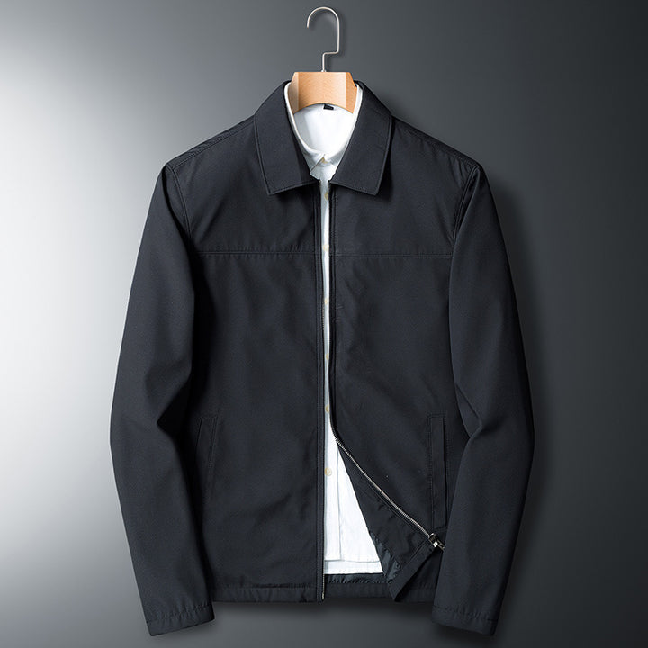 Abrigo casual delgado para hombres con cuello tipo solapa para la mediana edad - The Noble Style