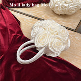 Bolso de mano retro floral con diseño oblicuo y hecho a mano en forma redonda - The Noble Style