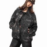 Abrigo de mezclilla bordado mujer - Retro y único, estilo distintivo.