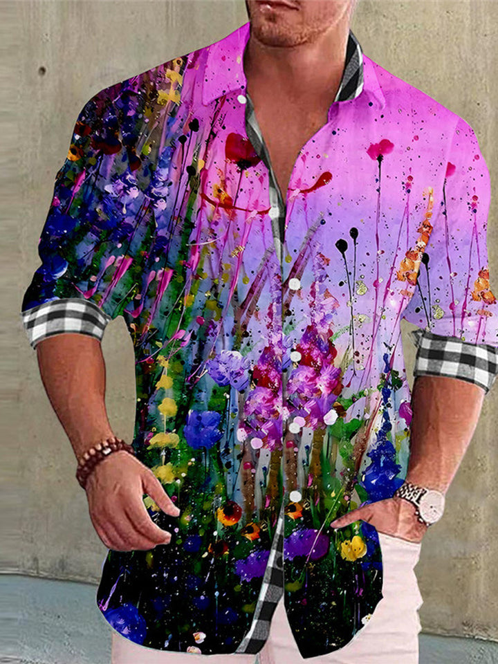 Camisa de lino de bambú a juego para hombre con estampado - The Noble Style