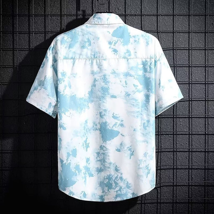 Camisa de seda helada para hombre, ligera y breathable con estampado veraniego de alta gama - The Noble Style